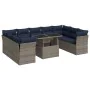 Set sofás jardín y cojines 10 pzas ratán sintético acacia gris by , Garden sets - Ref: Foro24-3326222, Price: 772,74 €, Disco...