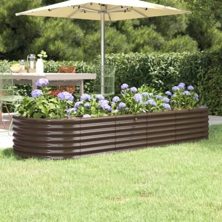 Jardinera arriate acero recubrimiento polvo marrón 224x80x36 cm von , Töpfe und Pflanzgefäße - Ref: Foro24-318920, Preis: 54,...
