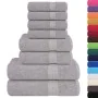 Juego de toallas 8 piezas 100% algodón gris 360 gsm de , Toallas de baño y manoplas - Ref: Foro24-137068, Precio: 35,03 €, De...
