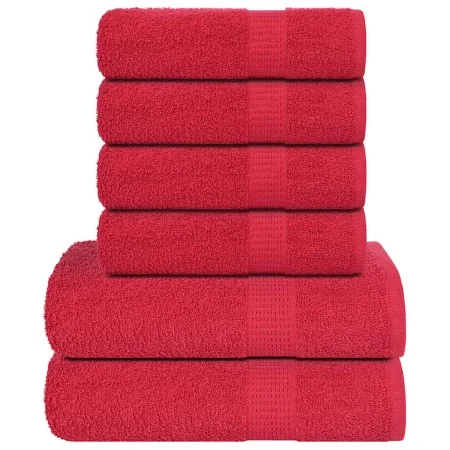 Juego de toallas 6 piezas 100% algodón rojo 360 gsm by , Toallas de baño y manoplas - Ref: Foro24-137089, Price: 37,06 €, Dis...