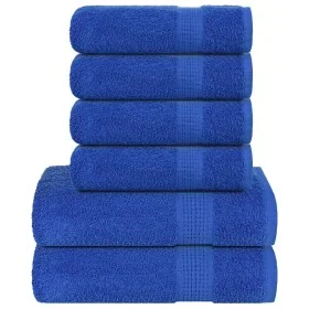 Juego de toallas 6 piezas 100% algodón azul 360 gsm by , Toallas de baño y manoplas - Ref: Foro24-137080, Price: 43,94 €, Dis...