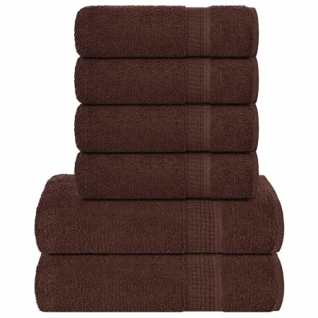 Juego de toallas 6 piezas 100% algodón marrón 360 gsm by , Toallas de baño y manoplas - Ref: Foro24-137082, Price: 39,51 €, D...