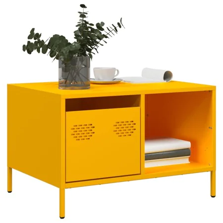 Mesa de centro acero laminado en frío amarillo 68,5x50x43,5 cm de , Mesas de centro - Ref: Foro24-851283, Precio: 72,53 €, De...