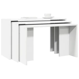 Mesas apilables 3 unidades madera contrachapada blanco by , Side tables - Ref: Foro24-858533, Price: 56,76 €, Discount: %