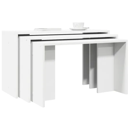 Mesas apilables 3 unidades madera contrachapada blanco by , Side tables - Ref: Foro24-858533, Price: 56,76 €, Discount: %