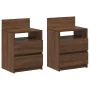 Mesillas de noche 2 uds con 2 cajones roble marrón 40x33x60 cm de , Mesitas de noche - Ref: Foro24-858573, Precio: 86,20 €, D...