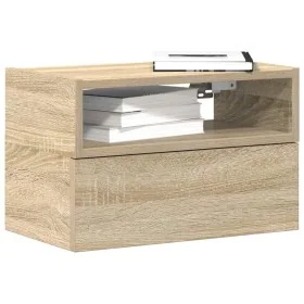 Mesita de noche de pared color roble ahumado 45x26x28,5 cm by , Nightstands - Ref: Foro24-858600, Price: 40,89 €, Discount: %