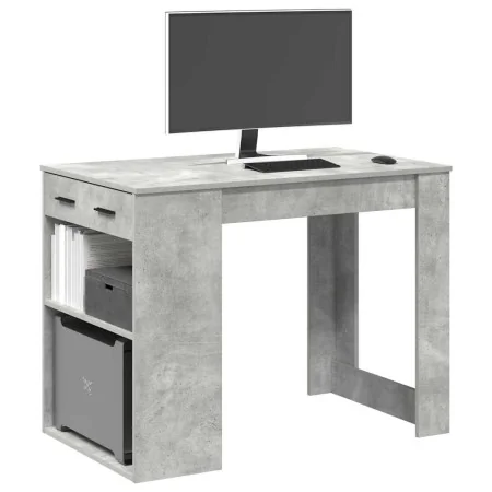 Escritorio con cajón estante madera contrachapada gris hormigón by , Kitchen and dining tables - Ref: Foro24-858689, Price: 9...