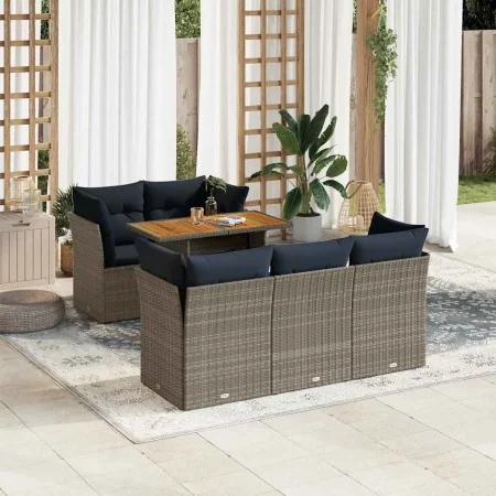 Set de muebles de jardín 6 pzas y cojines ratán sintético gris von , Gartensets - Ref: Foro24-3326889, Preis: 499,86 €, Rabat...