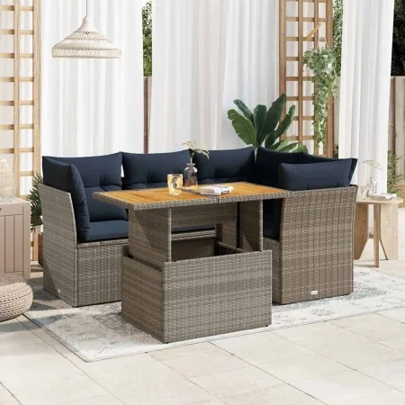 Juego de sofás jardín con cojines 5 pzas ratán sintético gris by , Garden sets - Ref: Foro24-3326924, Price: 419,08 €, Discou...