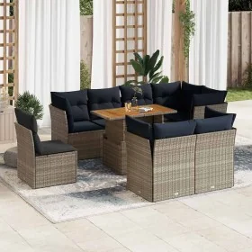 Set de sofás de jardín con cojines 9 pzas ratán sintético gris de , Conjuntos de jardín - Ref: Foro24-3326945, Precio: 714,98...