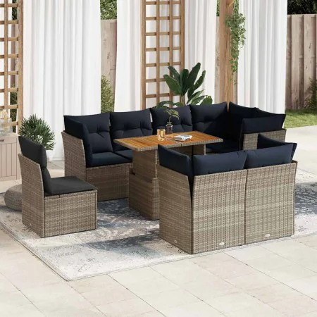 Set de sofás de jardín con cojines 9 pzas ratán sintético gris by , Garden sets - Ref: Foro24-3326945, Price: 715,01 €, Disco...