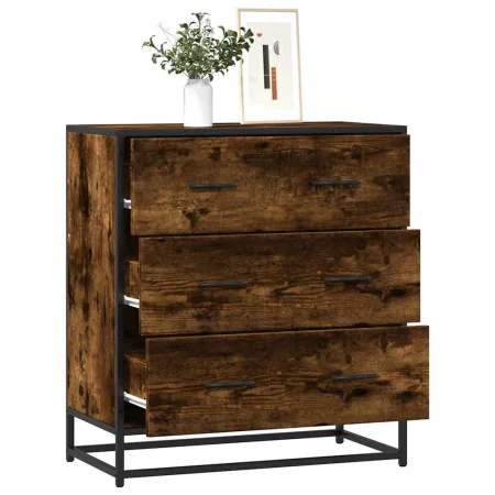 Aparador madera ingeniería y metal roble ahumado 68x35x76 cm by , Sideboards - Ref: Foro24-848971, Price: 103,16 €, Discount: %