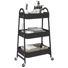 Carrito de almacenaje 3 niveles acero negro 42x41,5x77 cm by , Cargo forklifts - Ref: Foro24-4012381, Price: 32,29 €, Discoun...