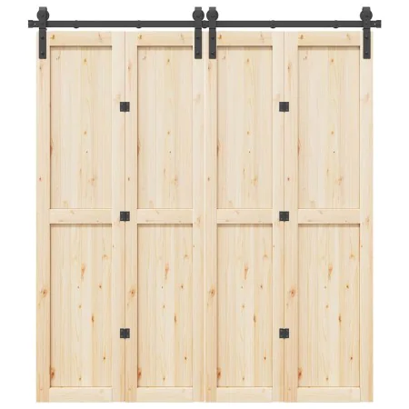 Kit de herrajes para puertas correderas acero negro 200 cm de , Artículos para puertas - Ref: Foro24-4009745, Precio: 116,09 ...