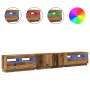 Mueble TV luces LED madera ingeniería envejecida 260x35x40 cm by , TV Furniture - Ref: Foro24-3329167, Price: 205,32 €, Disco...