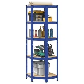 Estantería esquina 5 niveles madera contrachapada y acero azul by , Industrial shelving - Ref: Foro24-4016945, Price: 51,28 €...
