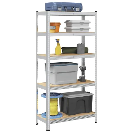 Estantería almacenaje 5 niveles contrachapada y acero plata by , Industrial shelving - Ref: Foro24-4016947, Price: 46,79 €, D...