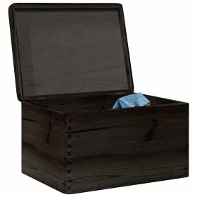 Caja de madera con tapa madera maciza de pino negra 40x30x23 cm by , Storage baskets - Ref: Foro24-4017396, Price: 53,18 €, D...