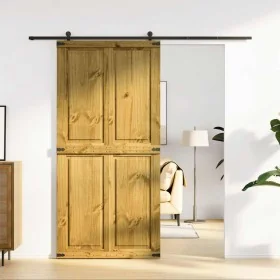 Puerta de granero CORONA madera maciza pino 100x210 cm by , Doors - Ref: Foro24-4103418, Price: 244,61 €, Discount: %