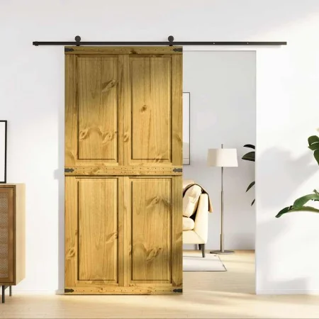 Puerta de granero CORONA madera maciza pino 100x210 cm de , Puertas - Ref: Foro24-4103418, Precio: 256,87 €, Descuento: %