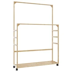 Perchero con estantes y ruedas 90x35x155 cm bambú von , Kommoden-Organizer und Bar-Kleiderbügel - Ref: Foro24-4008916, Preis:...