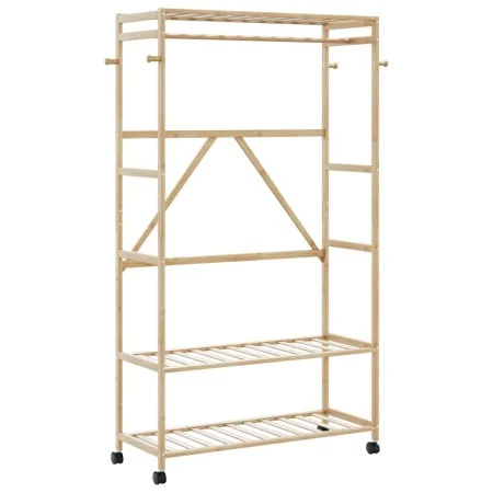 Perchero con estantes y ruedas 110x40x180 cm bambú von , Kommoden-Organizer und Bar-Kleiderbügel - Ref: Foro24-4008923, Preis...