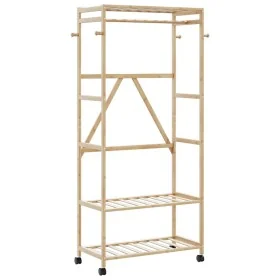 Perchero con estantes y ruedas 90x40x179,5 cm bambú by , Dresser Organizers and Bar Hangers - Ref: Foro24-4008921, Price: 75,...