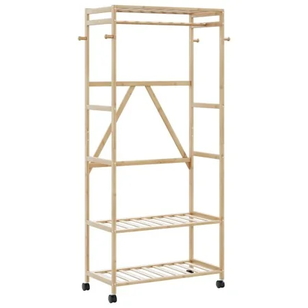 Perchero con estantes y ruedas 90x40x179,5 cm bambú by , Dresser Organizers and Bar Hangers - Ref: Foro24-4008921, Price: 75,...
