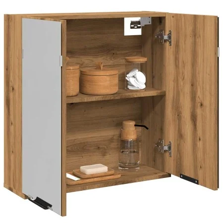 Armario con espejo baño madera roble artisan 64x20x66,5 cm de , Tocadores de baño - Ref: Foro24-856941, Precio: 71,41 €, Desc...
