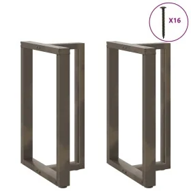 Patas de mesa bar forma T 2 uds acero natural 60x35x(90-91) cm by , Table legs - Ref: Foro24-4013083, Price: 149,60 €, Discou...