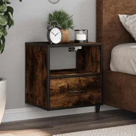 Mesitas de noche pared 2 uds color roble ahumado 40x31x39,5 cm by , Nightstands - Ref: Foro24-848739, Price: 67,20 €, Discoun...