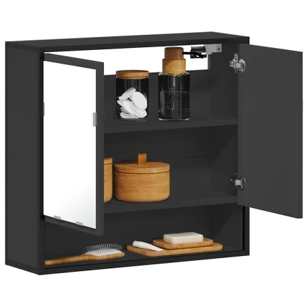 Armario de baño con espejo madera ingeniería negro 65x20x60 cm by , bathroom vanities - Ref: Foro24-849259, Price: 80,90 €, D...