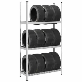 Estantería de neumáticos 3 niveles acero plateado 110x40x200 cm by , Industrial shelving - Ref: Foro24-4016970, Price: 54,28 ...