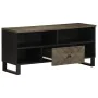 Mueble de TV madera maciza de mango negro 100x33x46 cm von , CD- und DVD-Speicher - Ref: Foro24-4017700, Preis: 94,57 €, Raba...