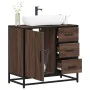 Mueble de lavabo madera de ingeniería roble marrón 65x33x60 cm de , Muebles de baño - Ref: Foro24-849278, Precio: 91,95 €, De...