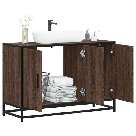 Armario lavabo baño madera ingeniería roble marrón 90x33x60 cm by , Bathroom furniture - Ref: Foro24-849273, Price: 85,31 €, ...