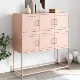 Aparador de acero laminado en frío rosa 100,5x39x107 cm by , Sideboards - Ref: Foro24-846597, Price: 108,05 €, Discount: %