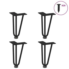 Patas de mesa tipo horquilla 4 uds acero macizo negro 20 cm by , Table legs - Ref: Foro24-4012432, Price: 43,00 €, Discount: %