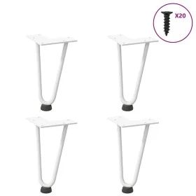 Patas de mesa tipo horquilla 4 uds acero macizo blanco 20 cm by , Table legs - Ref: Foro24-4012413, Price: 31,74 €, Discount: %