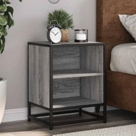 Mesita noche madera de ingeniería gris sonoma 40x31x50 cm metal by , Nightstands - Ref: Foro24-848705, Price: 36,71 €, Discou...