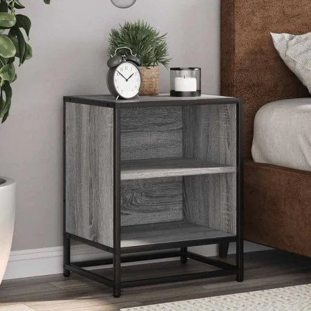 Mesita noche madera de ingeniería gris sonoma 40x31x50 cm metal von , Nachttische - Ref: Foro24-848705, Preis: 36,70 €, Rabat...