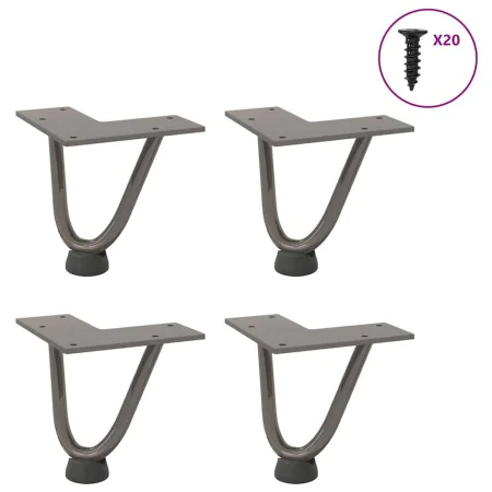 Patas mesa tipo horquilla 4uds acero macizo acero natural 10cm by , Table legs - Ref: Foro24-4012411, Price: 26,52 €, Discoun...