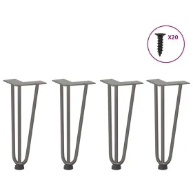 Patas mesa tipo horquilla 4 uds acero macizo acero natural 30cm by , Table legs - Ref: Foro24-4012439, Price: 48,81 €, Discou...