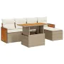 Set sofás jardín y cojines 6 pzas ratán sintético acacia beige by , Garden sets - Ref: Foro24-3327698, Price: 464,68 €, Disco...