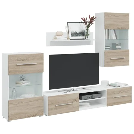 Muebles de TV 5 piezas con iluminación LED roble sonoma von , TV-Möbel - Ref: Foro24-3324231, Preis: 478,22 €, Rabatt: %