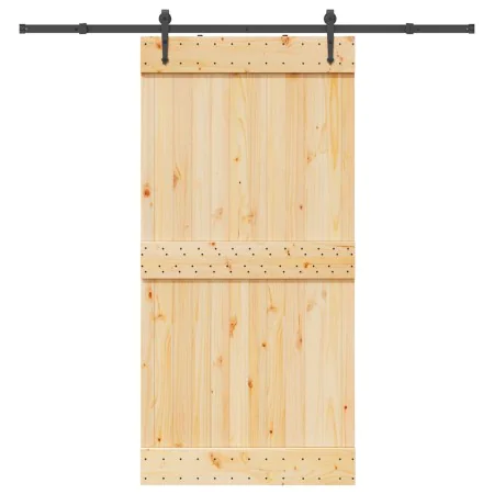 Puerta corredera con herrajes madera maciza de pino 100x210 cm de , Puertas - Ref: Foro24-3332699, Precio: 234,27 €, Descuent...