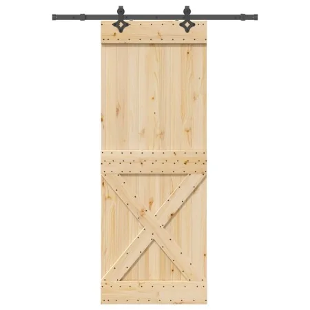 Puerta corredera con herrajes madera maciza de pino 85x210 cm de , Puertas - Ref: Foro24-3332774, Precio: 193,03 €, Descuento: %