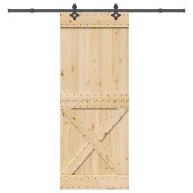Puerta corredera con herrajes madera maciza de pino 90x210 cm by , Doors - Ref: Foro24-3332781, Price: 216,63 €, Discount: %