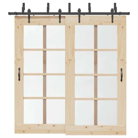 Kit de herrajes para puertas correderas acero negro 213,5 cm de , Artículos para puertas - Ref: Foro24-3295726, Precio: 167,0...